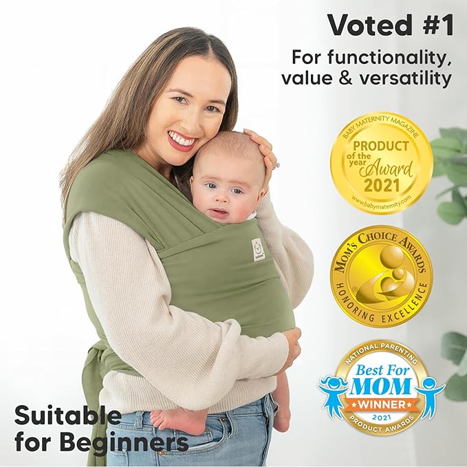 KeaBabies Baby Wrap Carrier - All in 1 Original Baby Carrier Newborn to Toddler Sling, Easy to Wear, Hands Free Bonding, Lightweight, Breathable Infant Wraps (Dusty Olive)