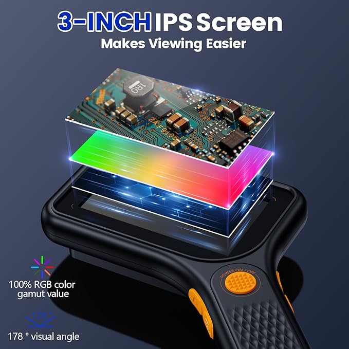 Microscope for Kids Adults - 3 Inch IPS Screen, Ahalfcit Digital Microscope, 500X Handheld Coin Magnifier, 3 Level LED Light, Compatible with Windows, Mac OS (D-Black)