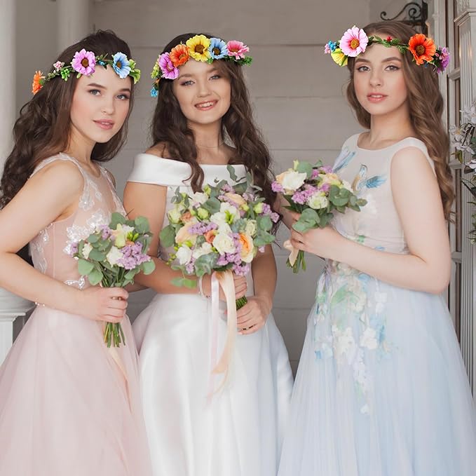 Syhood Daisy Crowns Making Kit, 109 Pieces Parts, Make Your Own Flower Crown Wreath Headbands and Bracelets Craft Kit Hair Accessories Handmade DIY Floral Garland Presents for Girls