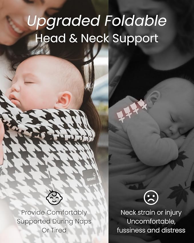 GROWNSY Baby Carrier Newborn to Toddler, Cozy Baby Wraps Carrier, Ergonomic Baby Carrier with Head Support, Houndstooth Black