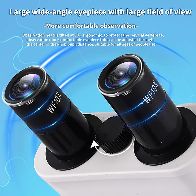 Microscope Magnification 40X-2500X WF10x and WF25x Eyepieces, Dual LED Illumination, Adult Microscope for Schools Home Labs Educational Use