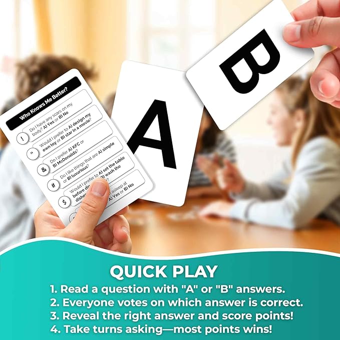 QUOKKA Who Knows Better? - Original - Family Card Trivia Game | Fun Learning & Educational Questions for Families | Suitable for Boys & Girls