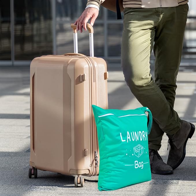 2 Pcs Large Travel Laundry Bags - Waterproof Wet/Dry, Washable, Drawstring, Bathing Suit, Workout, Gym Clothes, Swimming, Yoga - Green, Grey