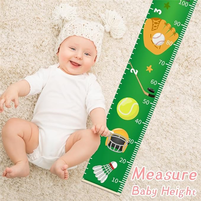 Baby Height Growth Chart - Canvas Height Chart for Kids Baby Child Toddler Boys Girls Growth Chart for Wall Room Nursery Decor Hangable and Removable Measuring Wall Ruler (Tower, Beige Wood)