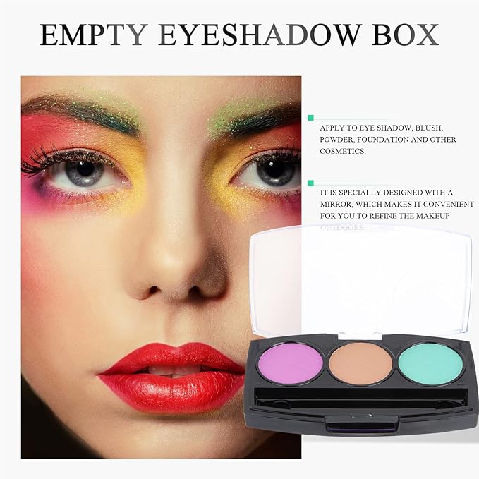 10Pcs Empty Magnetic Eyeshadow Palette Empty Eyeshadow Pans Containers Eyeshadow Palettes 3 Grids Makeup Pans Cosmetic Pans Eyeshadow Makeup Containers for Women Girls