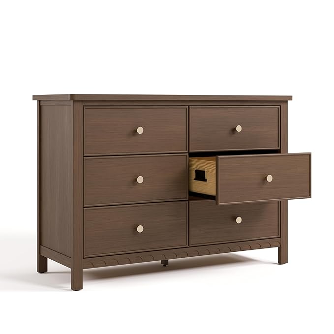 Graco Sasha 6 Drawer Dresser (Hazelnut) – GREENGUARD Gold Certified, Wood Storage for Nursery or Kids’ Room, Safe Interlocking Drawer System & Easy Assembly with Pre-Installed Tracks
