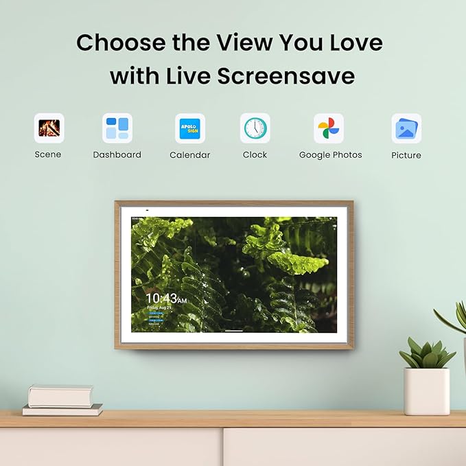 ApoloSign 15.6-inch Digital Calendar: Dual Mode Calendar with Google Play & Multi-calendar Sync, Electronic Planner & Chore Chart, Smart Touchscreen, Interactive Display for Family Schedules (Teak, 15.6")