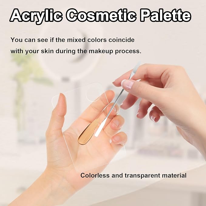 2 Pcs Acrylic Cosmetic Makeup Palette with 2 Pcs Makeup Spatula,Foundation Palette,Makeup Mixing Palette for Foundation Eye Shadow Lipsticks Nail Art