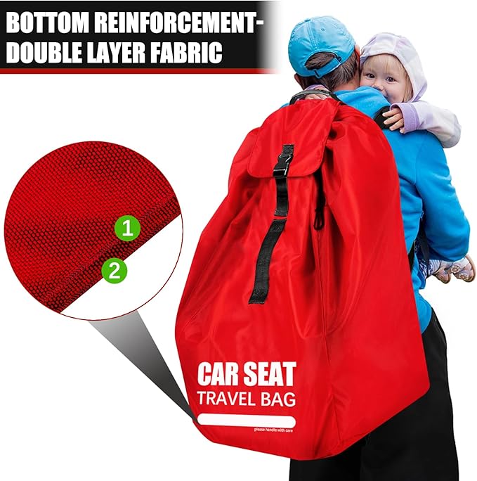 Car Seat Travel Bag for Airplane, Large Car Seat Bags for Air Travel with Comfort Padded Straps, Gate Check Storage Bag/Backpack for Carseat Airport, Carseat Cover Travel - Baby Travel Essential