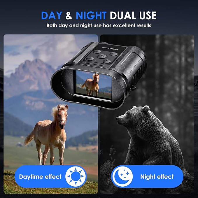 Night Vision Goggles,Compact Night Vision Binoculars,32GB Card Included, Photo/Video Capture,Outdoor tools for Education, Wildlife Watching,Gifts for Boy, Gifts for Men, Gifts for Father (Pearl Black)