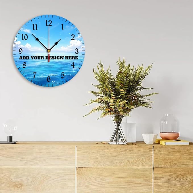 Generic Custom Wall Clock Personalized Clocks with Photo Text Logo Silent Non Ticking Round Decoration for Kitchen Family Friends Gifts, 12inch-30cm