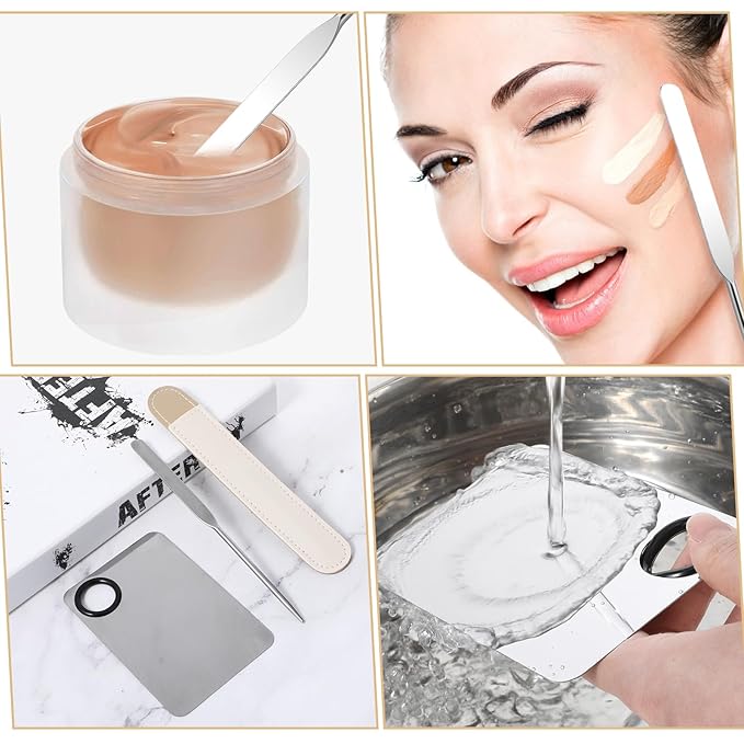 5 Pcs Makeup Spatula Korean Foundation Spatula Stainless Steel Makeup Mixing Palette Acrylic Makeup Palette Cosmetic Spatula Beauty Spatula Makeup Tools