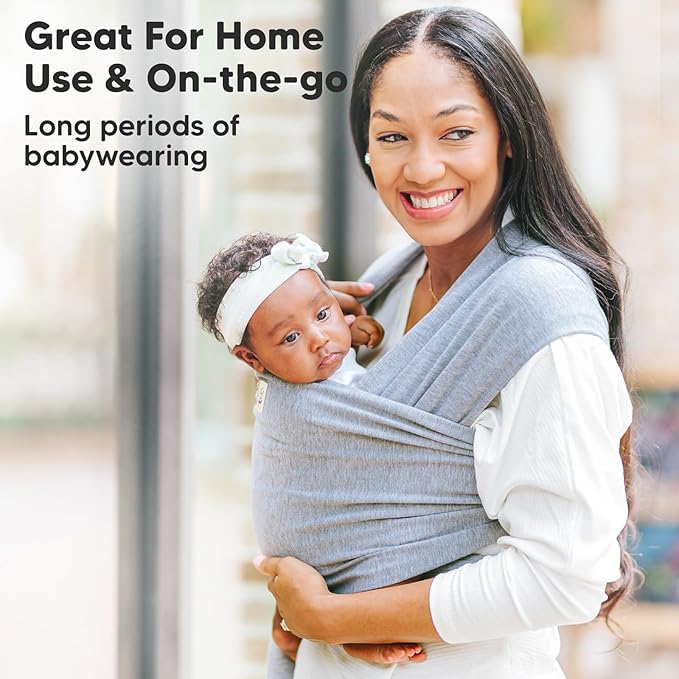KeaBabies Baby Wrap Carrier - All in 1 Original Baby Carrier Newborn to Toddler Sling, Easy to Wear, Hands Free Bonding, Lightweight, Breathable Infant Wraps (Light Heather)