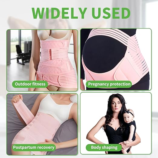 2 in 1 Postpartum Belly Band Wrap Pink, C-Section Support Belt XX-Large, Post Partum Support Recovery Waist/Pelvis Belt, Hysterectomy Belly Band Binder Girdle Stomach