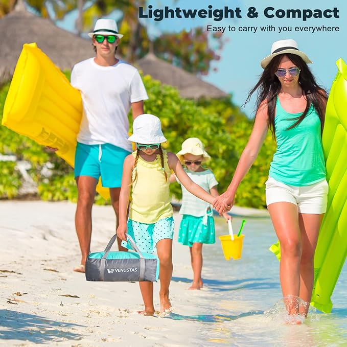 Venustas Beach Tent Sun Shelter for 3/4-5/6-7/8-10 Person, UPF 50+ UV Protection Beach Canopy, Lightweight and Easy Setup Cabana, Portable Shade Tent