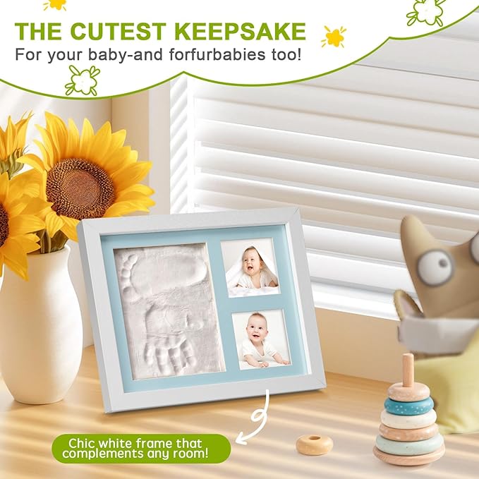 Baby Footprint Kit, Newborn Foot and Hand Print Kit, Baby Keepsake Frame, Nursery Pictures Frames(Walnut)