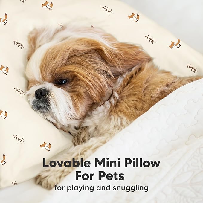 Mini Toddler Pillow with Pillowcase - 9x13 My Little Dreamy Travel Kids Pillow for Sleeping, Toddler Bed, Small, Tiny, Organic Cotton Pillowcase, Soft & Breathable, Kids 2-4 Years Old (Fox Tales)