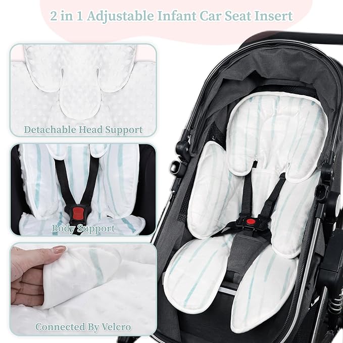 Pea Pod Baby Cushion, 2 in 1 Baby Swings Insert or Girls Extra Soft Breathable Cushion, Compatible for Strollers, and Bouncers, Striped Pattern