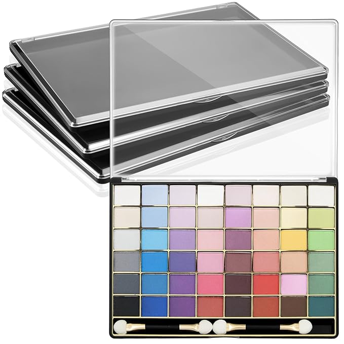 3 Pcs Large Empty Magnetic Eyeshadow Palette Cosmetics Pan with Clear Top DIY Eyeshadow Pan Cosmetics Dispensing Storage Box for DIY Eyeshadow Lipstick Pigment Blush 9.25 x 6.57 x 0.47 Inch