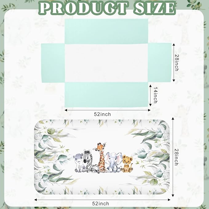 3 Pcs Baby Crib Bedding Set Safari Animals Dinosaurs Bear Woodland Animals Jungle Crib Set Includes Quilt, Fitted Sheet, Skirt for Baby Boy Girl(Light Blue,Safari)