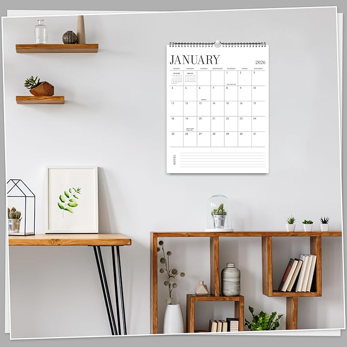 Wall Calendar 2025-2026, 18 Month Calendar from July 2025 to December 2026 14.5" x 11.8" Large Desk Calendar with Twin-Wire Binding for Home Office Planning Personal Organisers, Simple Style