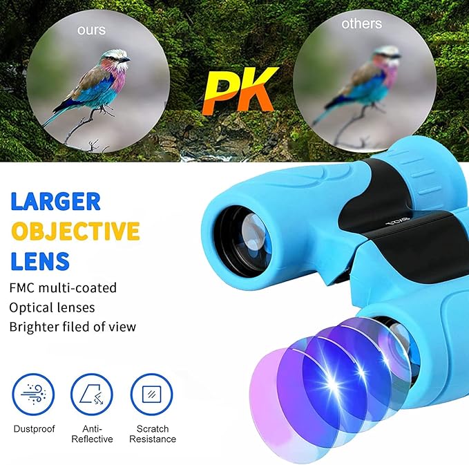 Binoculars for Kids,Compact Kids Binoculars 8x21 High-Resolution for Bird Watching, Camping, Exploration, Hiking, Hunting, Sports Events and Safari Park Gifts for 3-12 Year Boys Girls