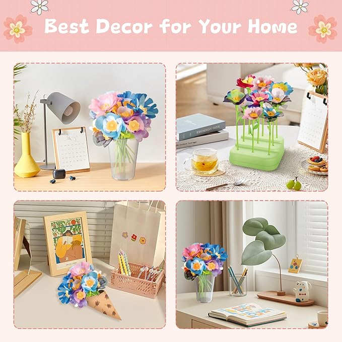 DIY Arts and Crafts Kits for Kids Ages 4-8-12 Flower Bouquet Toys Craft Kit for 4 5 6 7 8 Year Old Girls Ideas Birthday Gift,Classroom Educational Activity Toy for Toddler Kids Boys