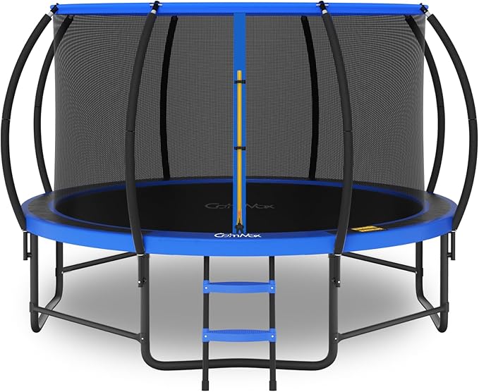 14FT 12FT 10FT 16FT Trampoline with Safety Enclosure, Anti-Rust Coating – ASTM Certified, Heavy-Duty Outdoor Trampoline with Ladder – for Kids & Adults