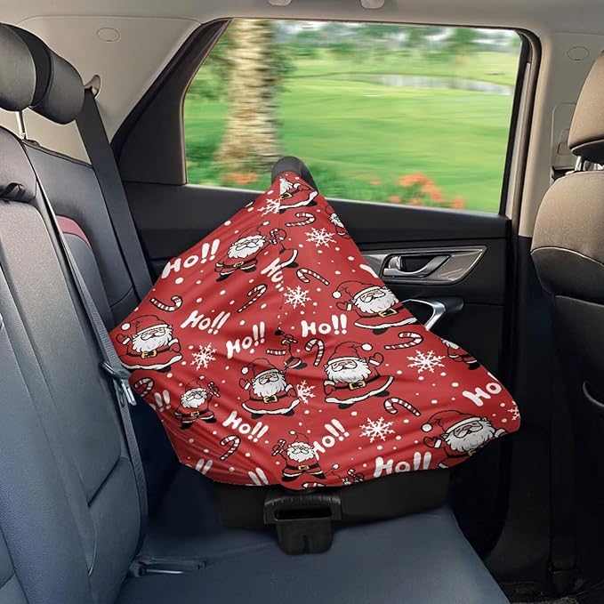 Binienty Christmas Santa Claus Nursing Cover for Moon Christmas Decor Soft Lightweight Car Seat Canopy Multi Use Breastfeeding Covers Breathable and Comfy