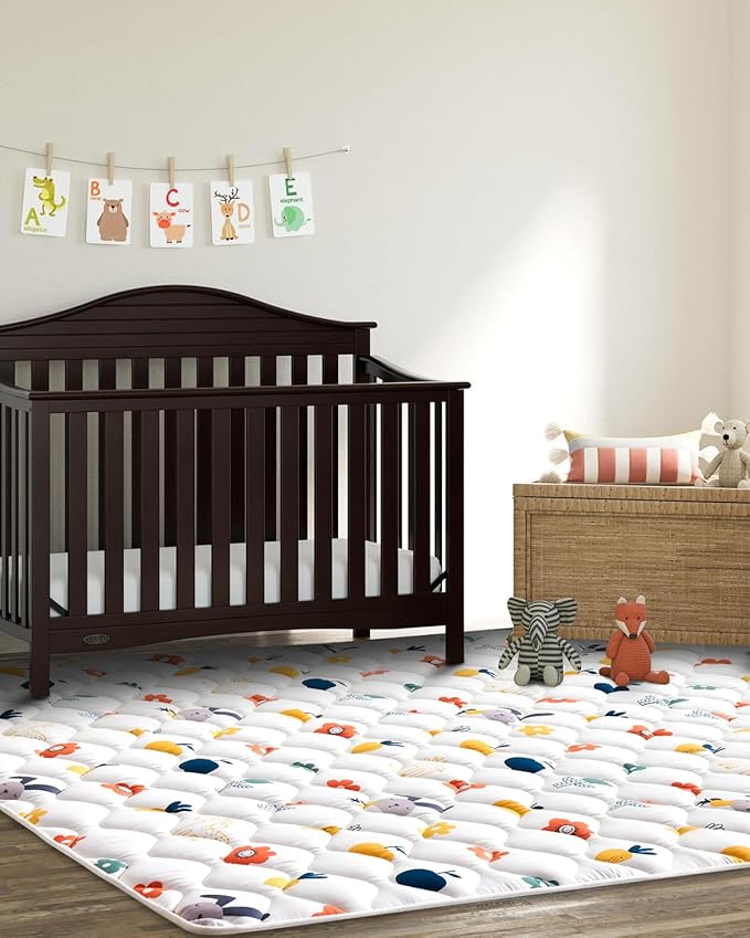 Odorless Premium Foam Baby Play Mat 71" x 59", Soft Microfiber Fabric Crawling Mat for Floor- Comfortable and Hypoallergenic, Non-Slip Cushioned Floor Playpen mat for Infants,Babies,Toddlers