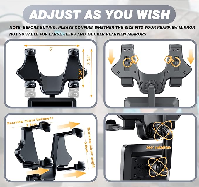 Upgrade AHD 1080P Baby Car Camera for Rear-Facing Seat, 4.3'' Car Back Seat Mirror for Children Infants Kids, 1080P IR Night Vision, Upgrade 360 Rearview Mirror Display Bracket