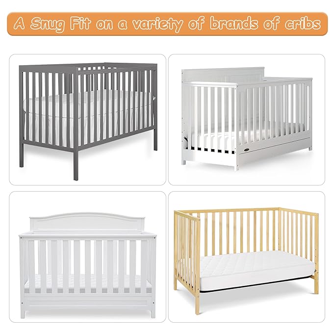 Yoofoss Waterproof Crib Mattress Protector, Quilted Infant Mattress Pad Cover Soft and Breathable, Machine Washable Toddler Mattress Protector for Standard Baby Crib Size 52''x28''