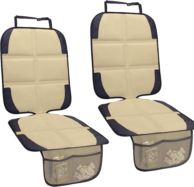 Car Seat Protector for Child Car Seat, 2 Pack Baby Car Seat Covers with Mesh Pockets & Non-Slip Backing 600D Durable Seat Protector