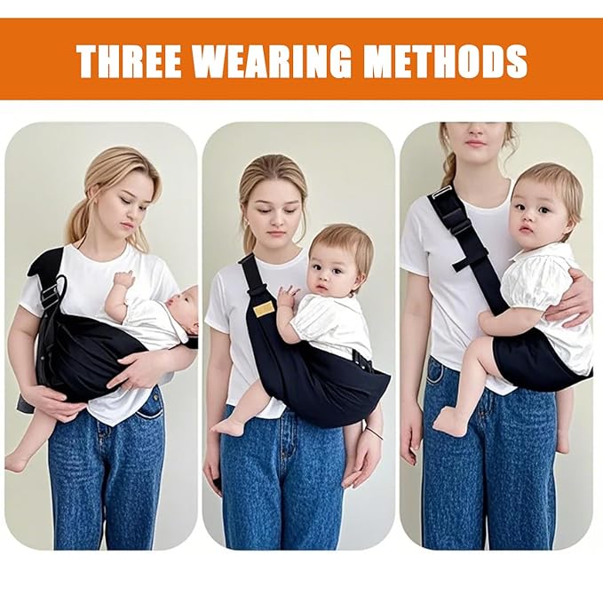 Baby Sling Carrier Toddler Carrier One Shoulder Adjustable Shoulder Strap Labor-Saving Baby Sling 10-45lbs(Grey,Cloth)
