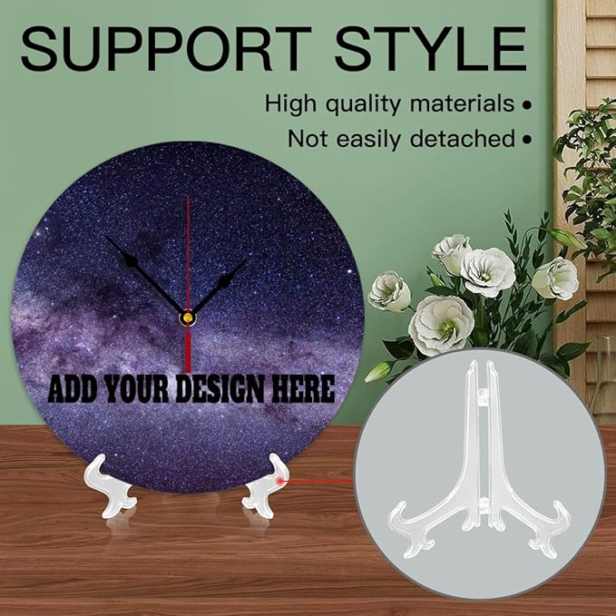 Generic Custom Wall Clock Personalized Clocks with Photo Text Logo That PVC Customized Round Silent Clock for Living Room Creative, 10inch-25cm