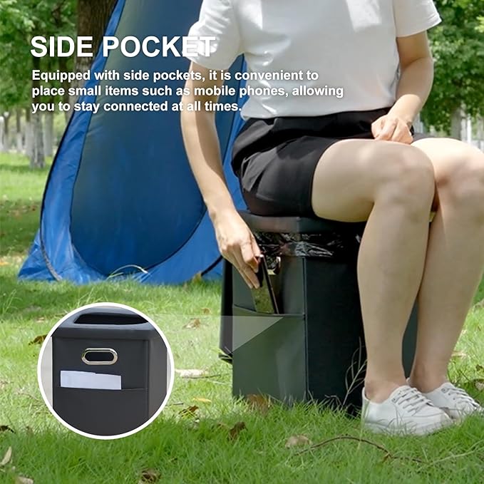 Upgrade XL Portable Toilet for Adults, Extra Large Portable Travel Floding Toilet, Camping Tall Toilets with Lid for Adults and Kids Compact Potty for Car,Hiking,Beach and Camping