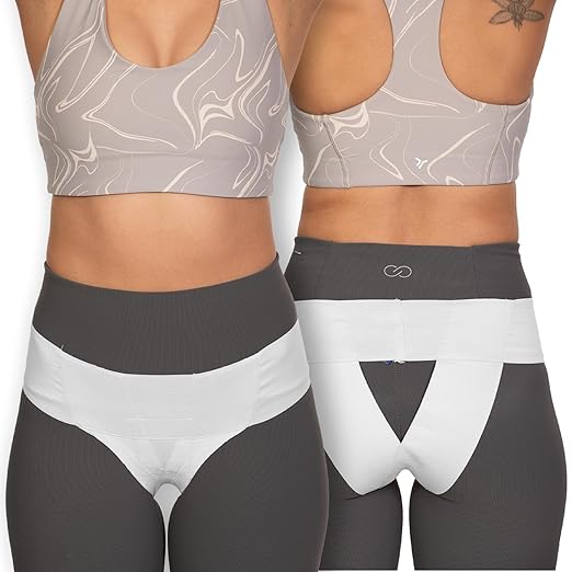 Patented Women’s Pelvic Floor Orthotic Support Belt ― Uterus Pain Relief Girdle for Dropped Bladder, Vulvar Varicosities, Postpartum Recovery, SPD | Low Waist - White (S)