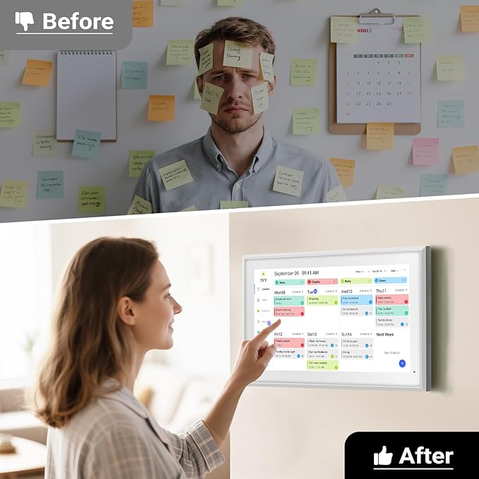 BOCT 21.5'' Digital Calendar Wall - 32GB Memory Touch Screen Chore Chart Smart Calendar,Digital Planner,Auto-Sync,APP Control,Interactive Family Schedules, Gift for Mother