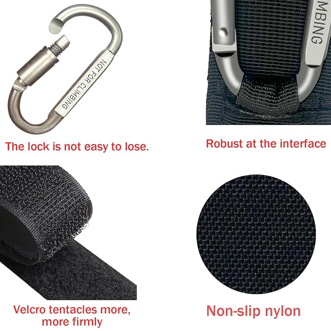 4 Pcs Baby Stroller Hook, Carry 30 lbs per Stroller Carabiner Clip, Adjustable Baby Stroller & Car Seat Hook for Hanging Diaper Bag, Wheelchair,Golf cart, Shopping and Pet Cart