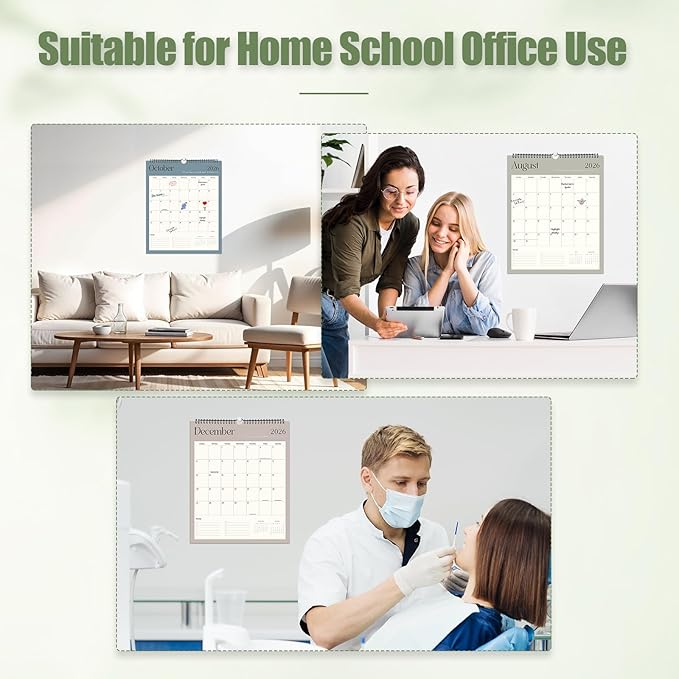 Wall Calendar 2026-2027, 18 Month Calendar from January 2026 to June 2027 14.5" x 11.8" Large Desk Calendar with Twin-Wire Binding for Home Office Planning Personal Organisers, Simple Style