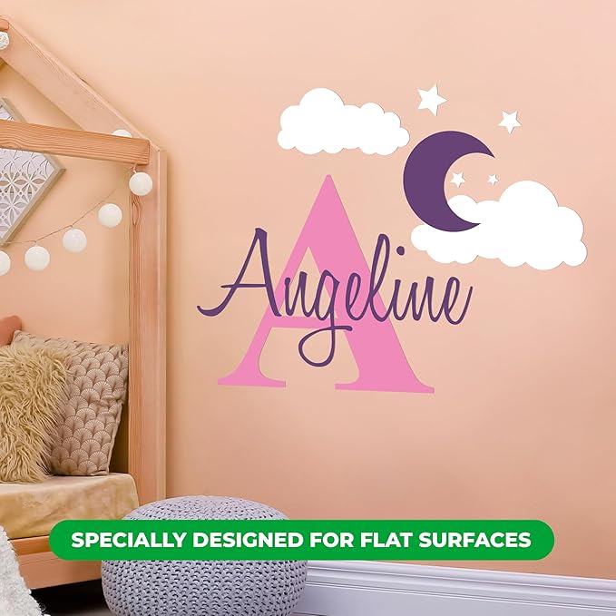 e-Graphic Design Inc Clouds Wall Decals Moon and Stars Custom Name Baby Room Decor Personalized Moon, Stars, Murals (22" x 17")