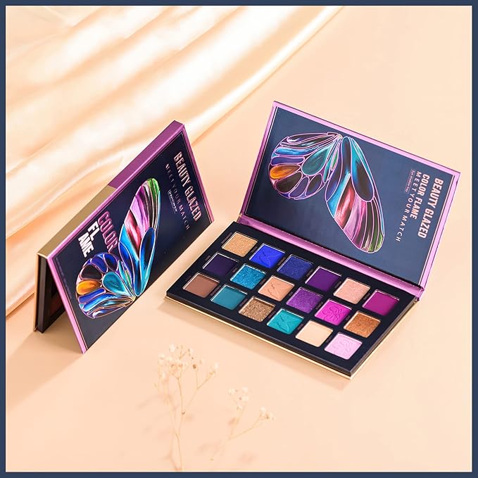 18 Colors Eyeshadow Palette, Butterfly Series Highly Pigmented Eye Makeup Palette, Matte Shimmer Metallic Powder Eyeshadow Pallet, Makeup Palette Cosmetics Gift, 110
