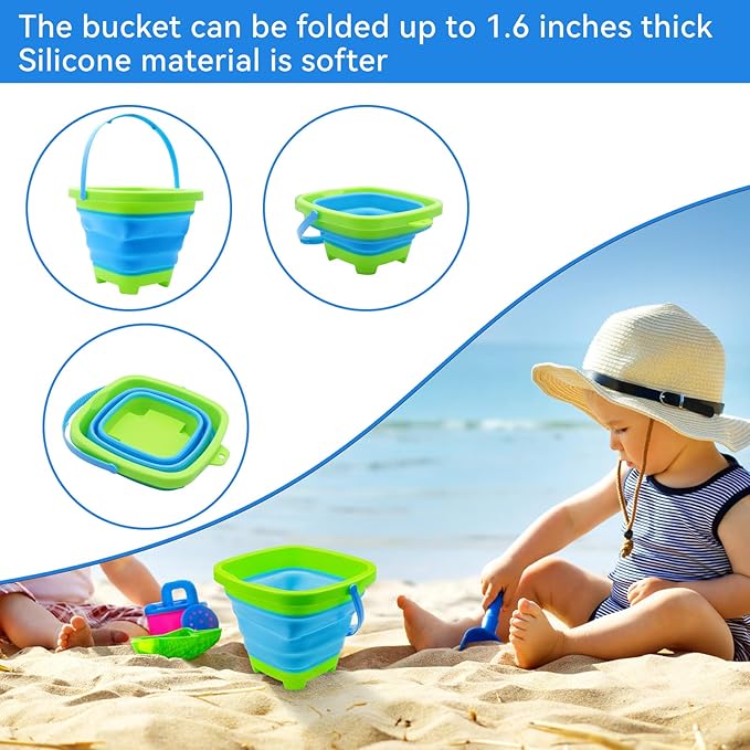 2PCS Fishing Net with Bucket, Telescopic Fishing Landing Net, Collapsible Kids Sand Bucket, Kids Fish Butterfly Catching for Freshwater Saltwater Outdoor Activities