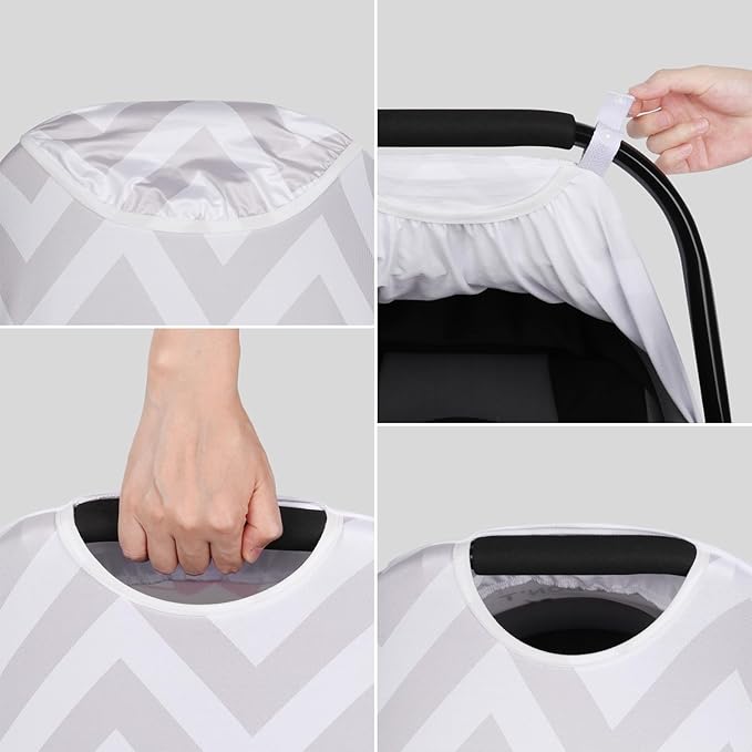Metplus 2-in-1 Baby Car Seat Cover, Multi Use Cover for Baby Car Seat Canopy with Privacy Sun Shade, Protect Your Baby's Safety Seat with Style, Infant Carrier Covers for Boys & Girls