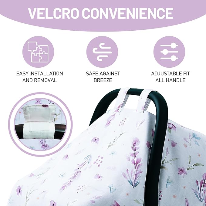 80S Muslin Car Seat Cover for Babies - Soft & Breathable Infant Carrier Canopy, Lightweight Sunshade for Summer, Universal Fit for Baby Boys & Girls