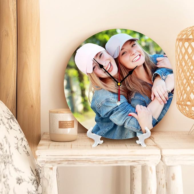 Generic Custom Clocks for Walls Personalized Picture Hanging Time Clocks Silent Non Ticking Round Decoration for Kitchen Family Friends Gifts, 10inch-25cm