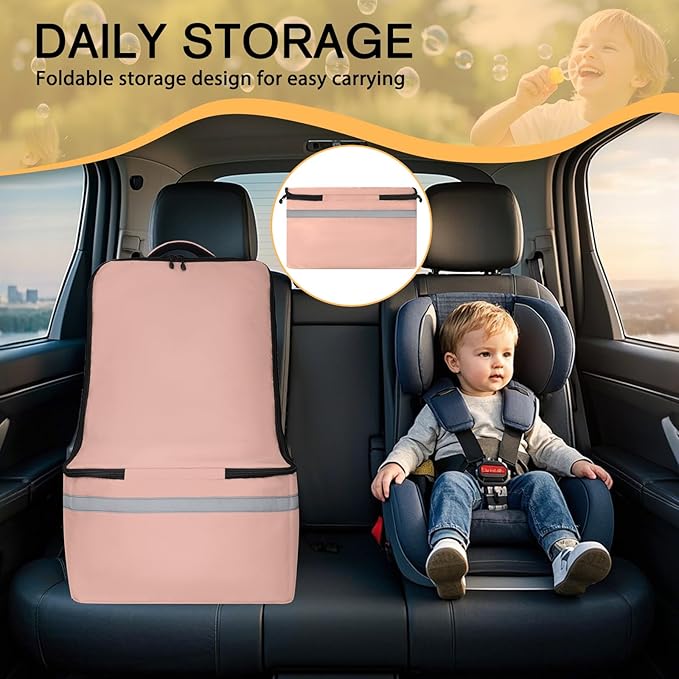 Car Seat Travel Bag for Airplane,Infant Seat Travel Bag with Shoulder Strap,Padded Car Seats Backpack with Reflective Stripes,Large Carseat Carrier Bag Travel Car Seat Cover,Flesh Pink