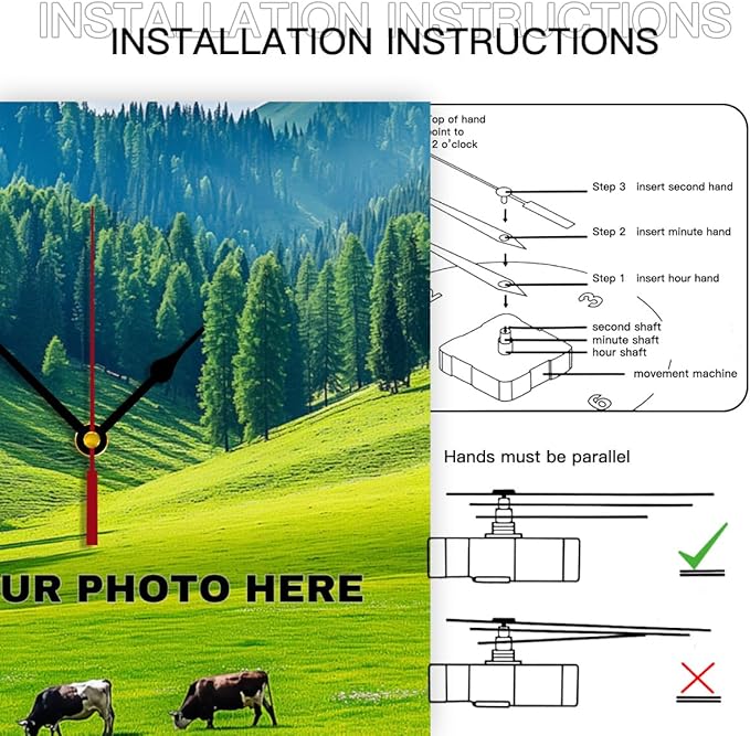 Generic Custom Wall Clock Personalized Wall Photo Customized Round Clock for Birthday Wedding Present Wedding Friend Family Lover, 12inch-30cm