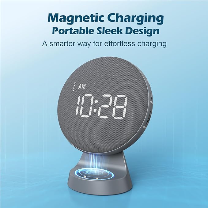 REACHER Super Loud Alarm Clock for Heavy Sleepers Adults Teens, Vibrating Alarm Clock Bed Shaker Under Pillow, Rechargeable Battery Powered for Travel, Auto-Dim, Portable