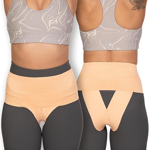 Patented Women’s Pelvic Floor Orthotic Support Belt ― Uterus Pain Relief Girdle for Dropped Bladder, Vulvar Varicosities, Postpartum Recovery, SPD | High Waist - BEACH SAND - MEDIUM